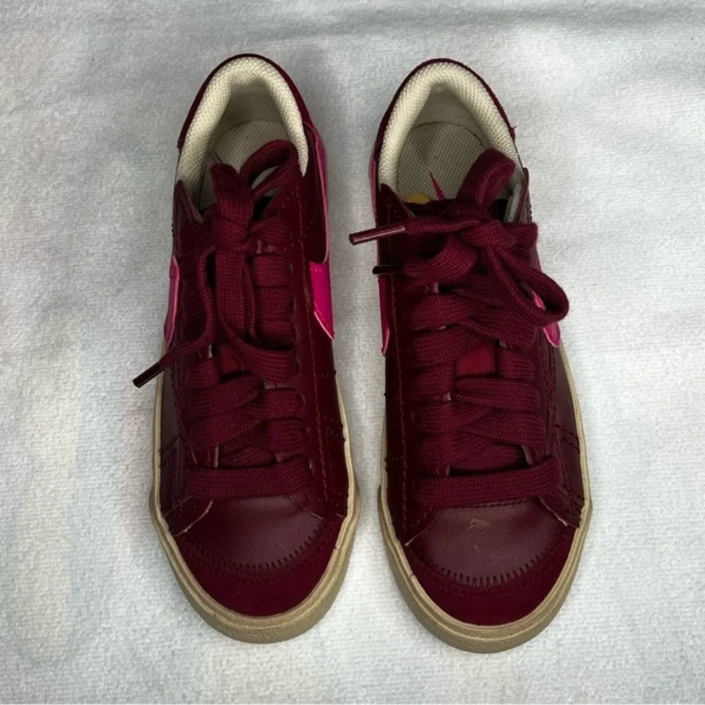 Nike Blazer Low '77 Jumbo Burgundy Hot Pink Leather Sneakers Sz 5 Women's Retro - Picture 2 of 6